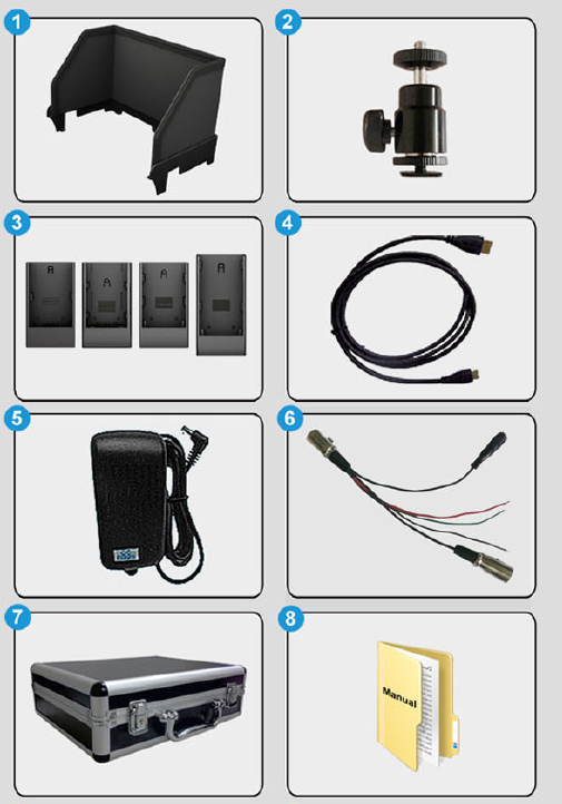 Dslr Monitori 7" Pro kit 663/O/P/S2 3g-Sdi +Salkku - 5