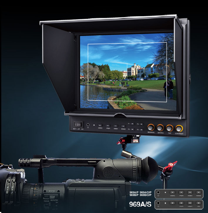 9" Kamera Monitor Pro kit 969A/O/P Kit +salkku 4:3 - 2