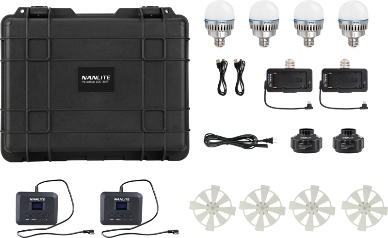 Nanlite Kit Nanlite Pavotube T8-7X-4 Light kit  & Pavobulb 10C 4 Bulb kit - 8