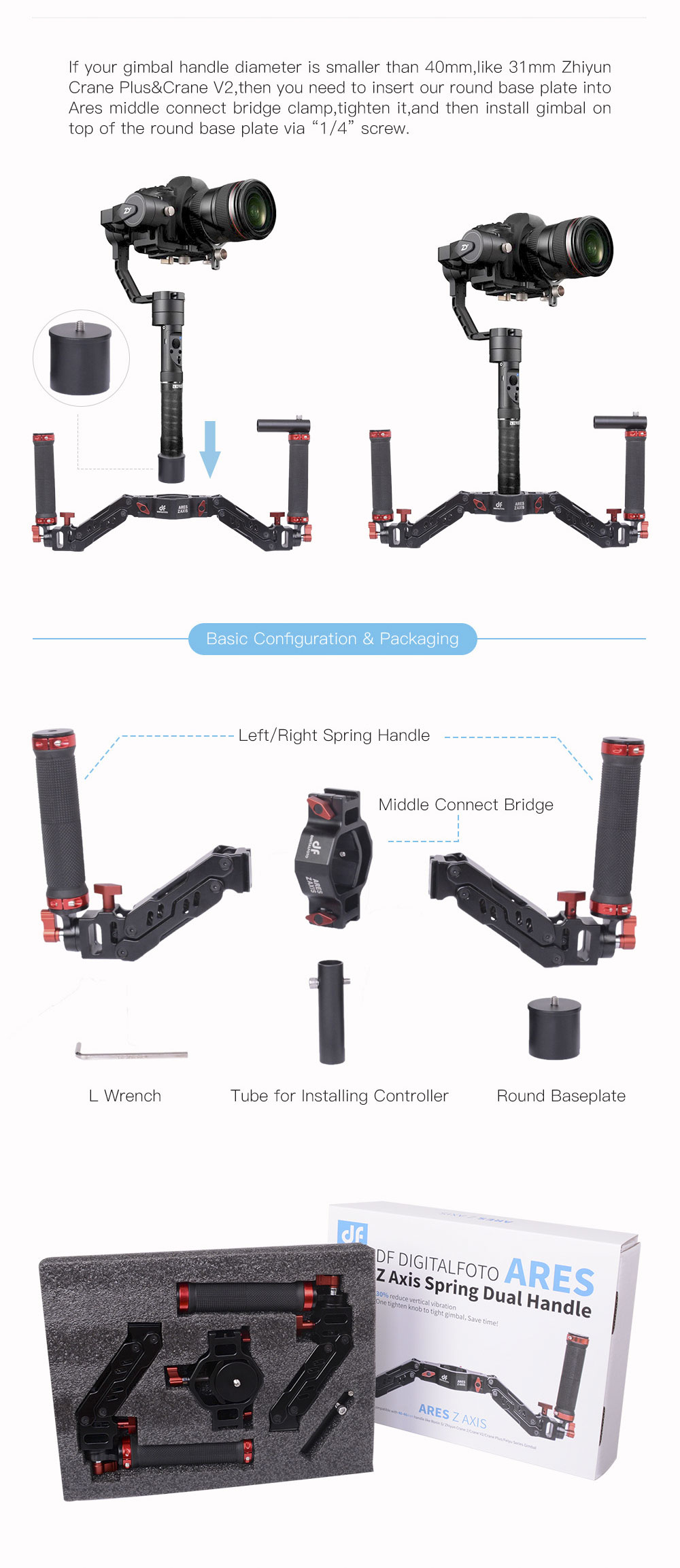 ARES Dual Spring Handle For Ronin-s , Mozai Air 2 - 3