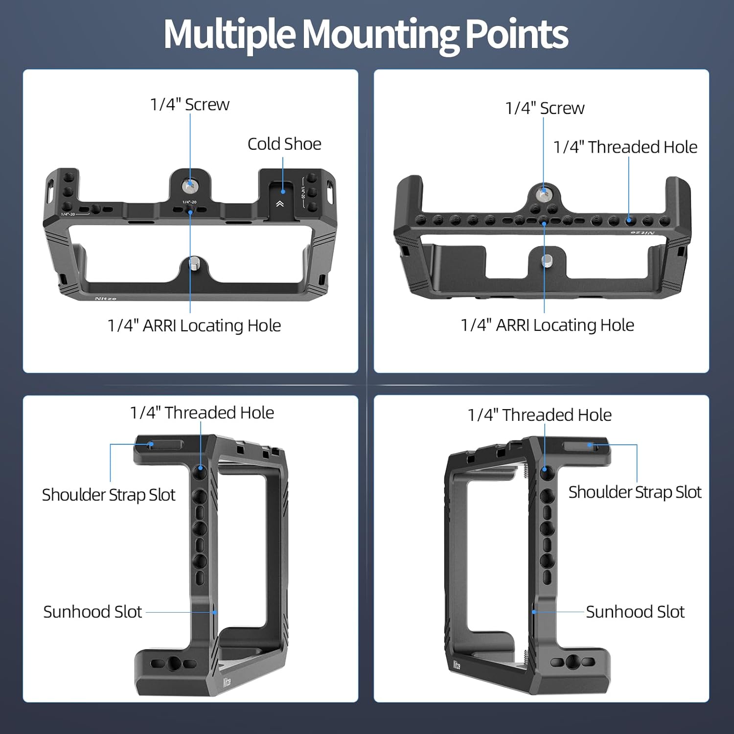 Nitze Cage Kit für SmallHD Indie 5 / Cine 5 Monitor mit Sonnenblende - JT-S03B - 5