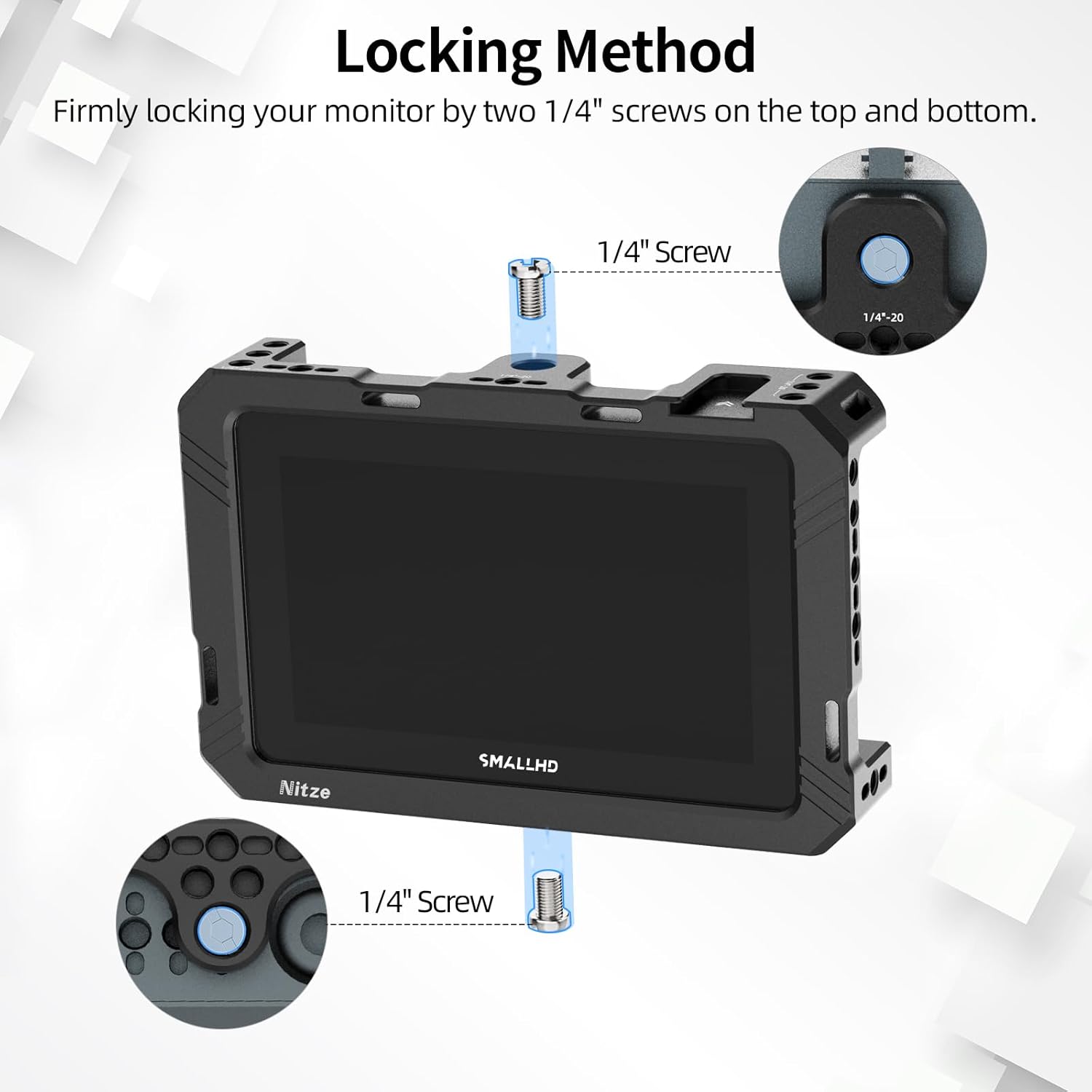 Nitze Cage Kit für SmallHD Indie 5 / Cine 5 Monitor mit Sonnenblende - JT-S03B - 3