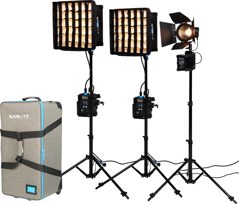 Nanlite PavoSlim 60B x 2 & Forza 60B II KIT - 3-Light Kit with Light Stand