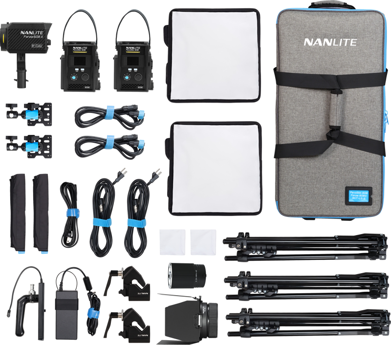 Nanlite PavoSlim 60B x 2 & Forza 60B II KIT - 3-Light Kit with Light Stand - 2