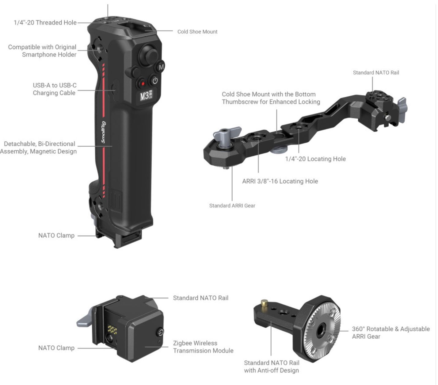 SMALLRIG WIRELESS CONTROL SLING HANDGRIP FOR DJI RS SERIES 3919 - 4