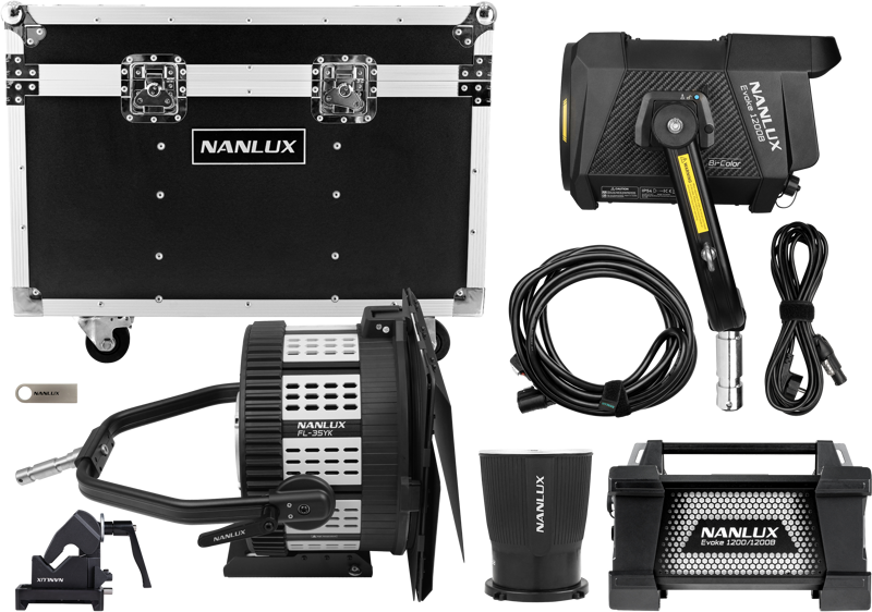Nanlux Evoke 1200B Spot Light with FL-35YK Fresnel Lens and Flight Case - 12