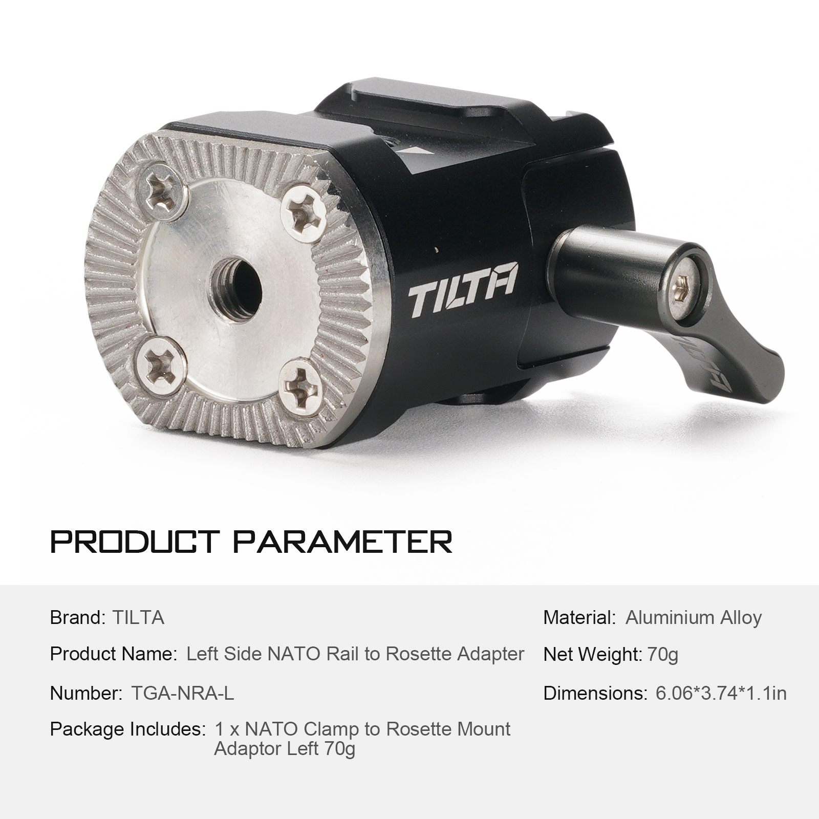 Tilta Left Side NATO Rail to Rosette Adapter - 5