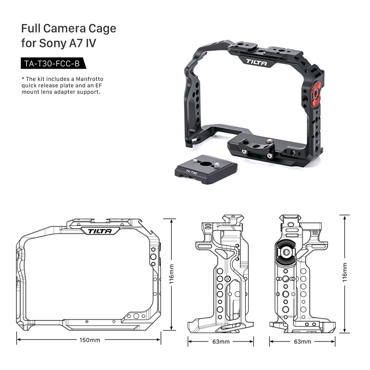 Tilta Full Camera Cage for Sony a7 IV - Black - 7