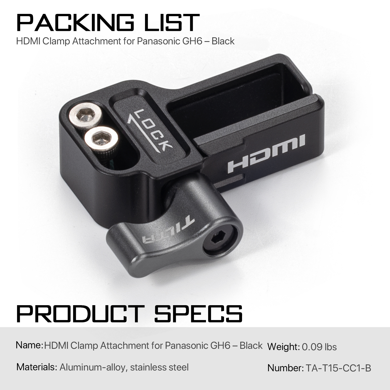 Tilta HDMI Clamp Attachment for Panasonic GH6 - Black - 4