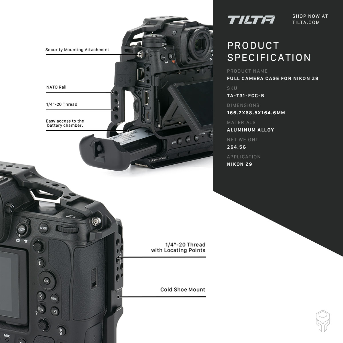 Tilta Camera Cage for Nikon Z9 Pro Kit - Black - 6