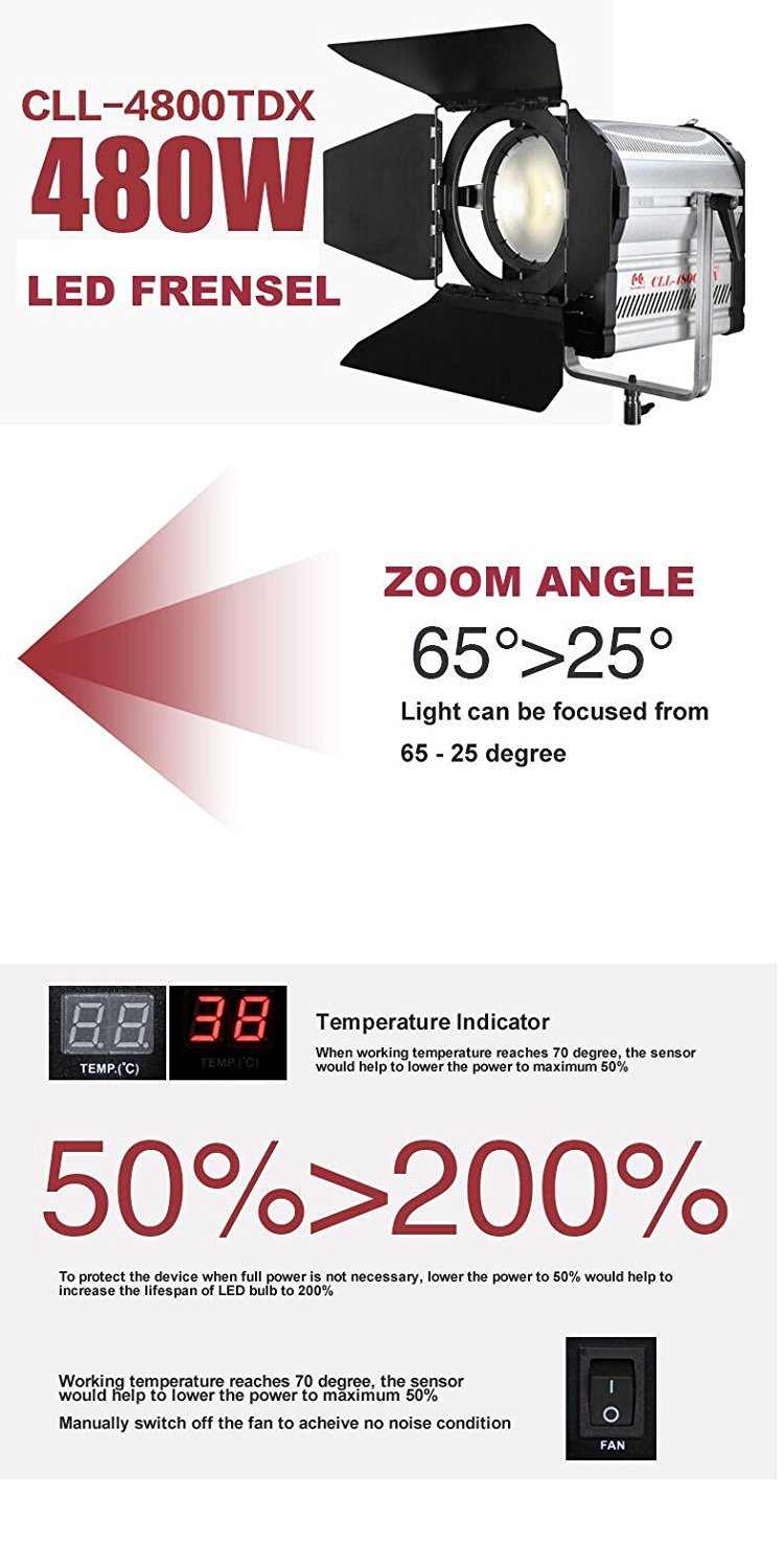Fresnel Led videolight Bi-Color CLL-4800TDX 480w - 7