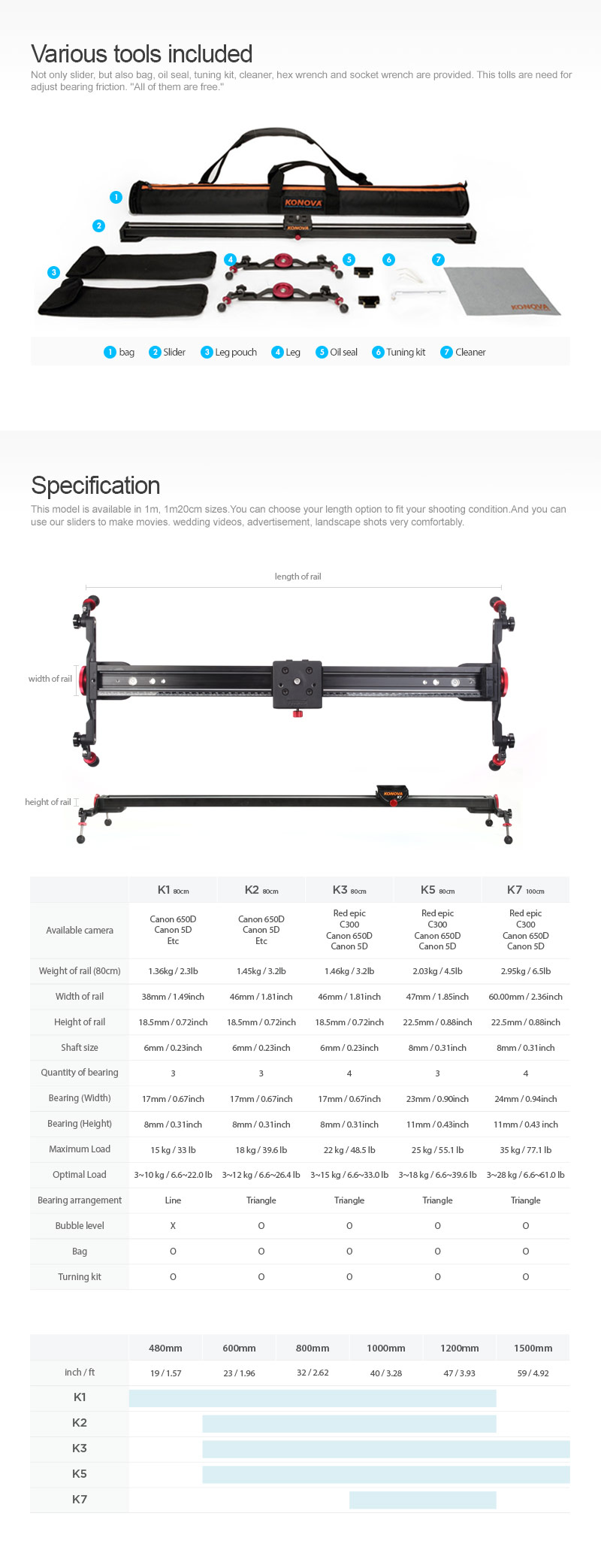 Konova Camera Slider 1.2m K7 - 9