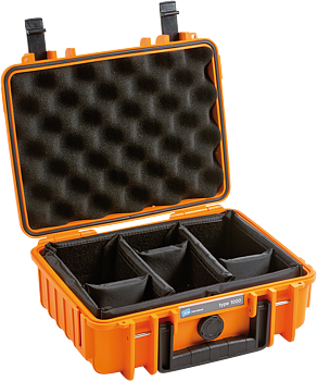 B&W Outdoor Cases Type 1000 Orange (m. avdelare)
