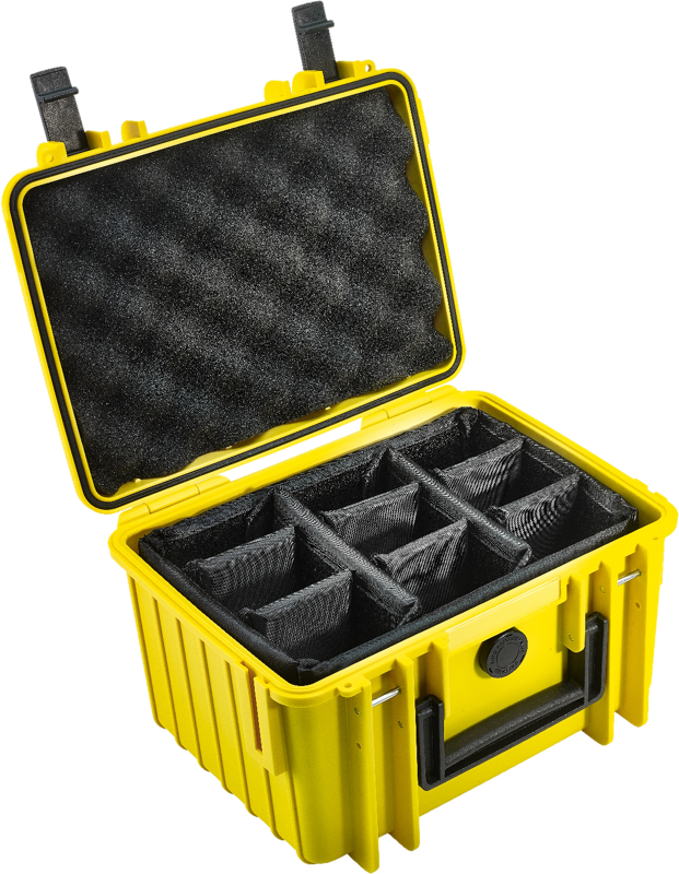 B&W Outdoor Cases Type 2000 Gul (m. avdelare)