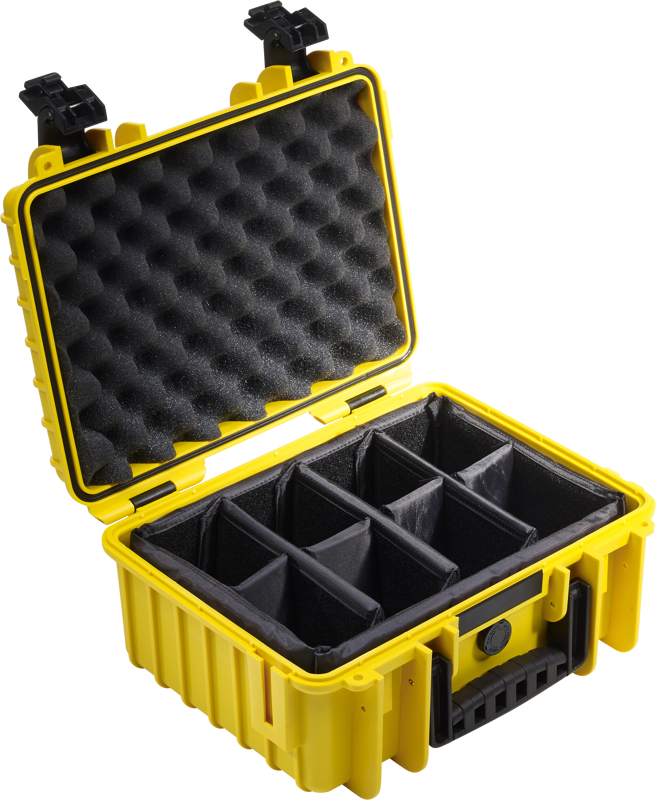B&W Outdoor Cases Type 3000 Gul (m. avdelare) – för filmskapare - 4