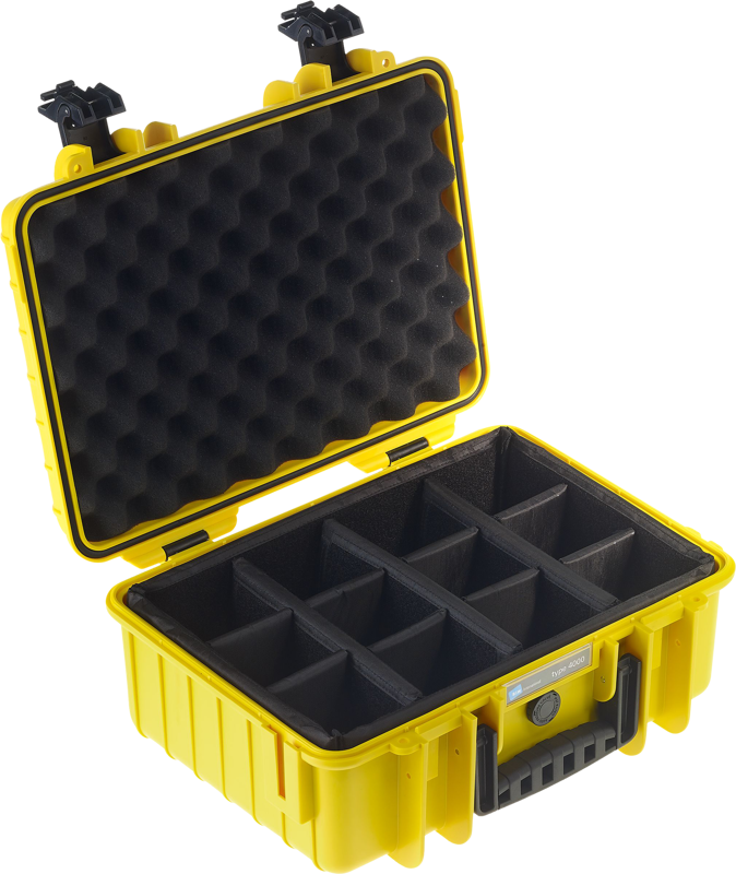 B&W Outdoor Cases Type 4000 Gul (m. avdelare) – för filmskapare
