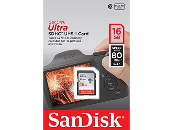 Sandisk Memorycard Secure Digital 16GB Ultra SDHC 80MB/s UHS-1 Class 10