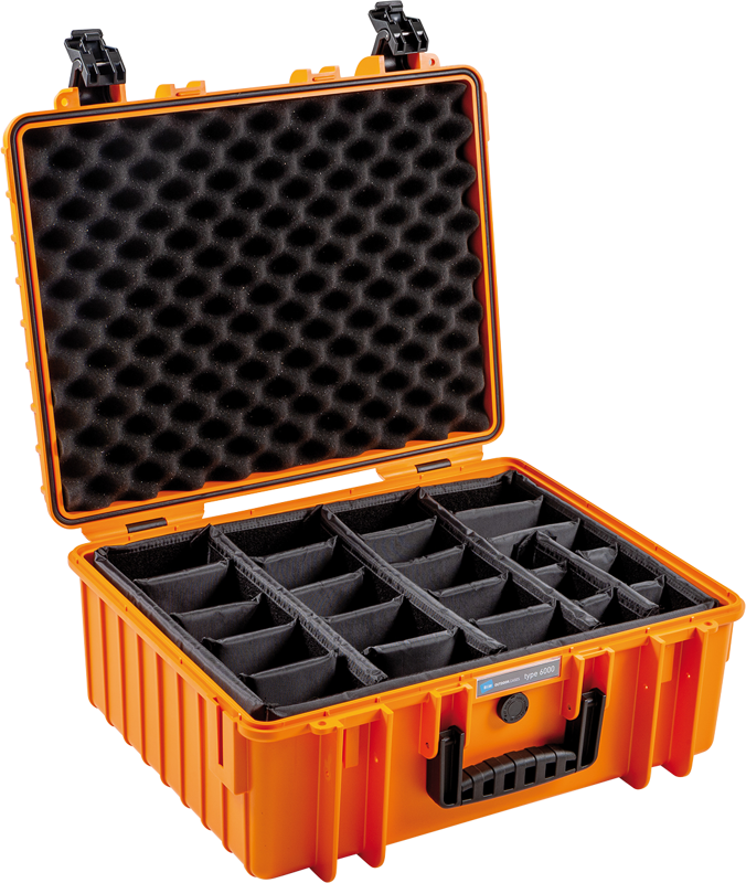 B&W Outdoor Cases BW Outdoor Case Type 6000 with divider system (RPD) Orange – för filmskapare