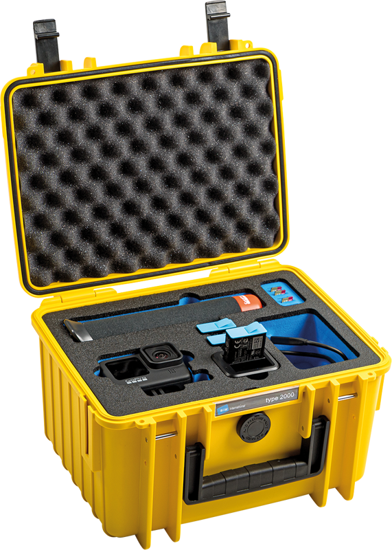 B&W Outdoor Cases BW Outdoor Case Type 2000 for GoPro Hero 12 (fits even GoPro Hero 9/10/11), charge-in-case, Yellow - 3