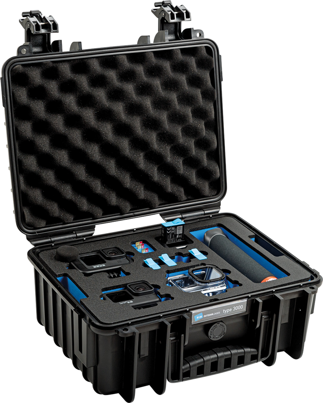 B&W Outdoor Cases BW Outdoor Case Type 3000 for GoPro Hero 12 (fits even GoPro Hero 9/10/11), charge-in-case. Black – för filmskapare - 3