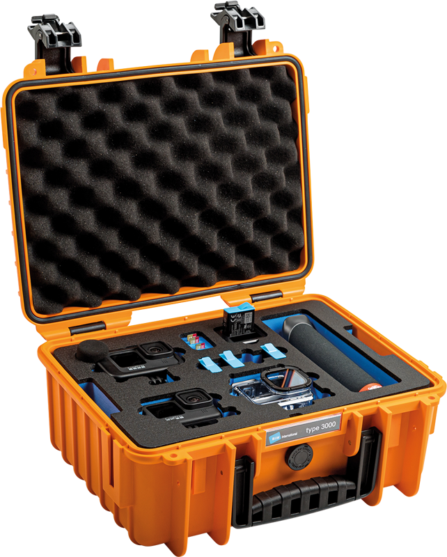 B&W Outdoor Cases BW Outdoor Case Type 3000 for GoPro Hero 12 (fits even GoPro Hero 9/10/11), charge-in-case. Orange - 3