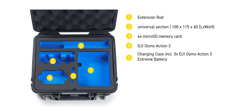 B&W Outdoor Cases BW Outdoor Case Type 1000 for DJI Osmo Action 3 / Black - 6