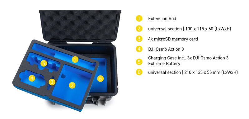 B&W Outdoor Cases BW Outdoor Case Type 2000 for DJI Osmo Action 3 / Yellow - 7