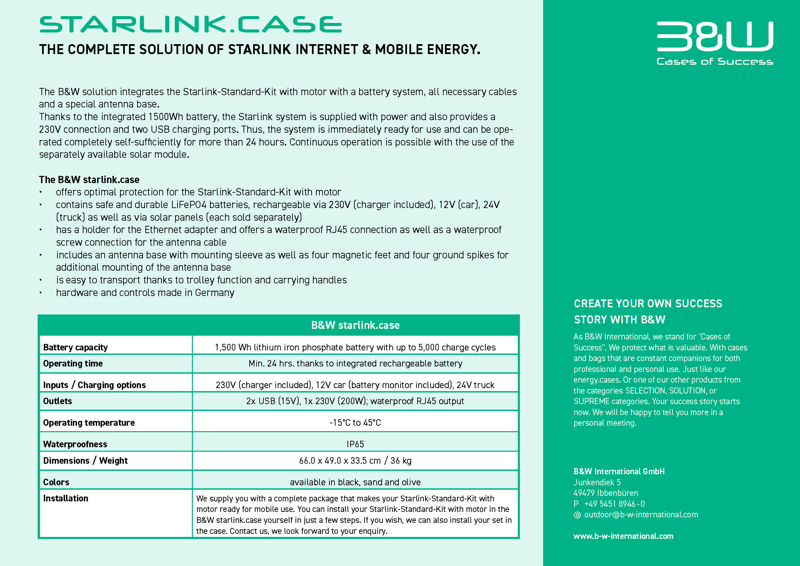 B&W Outdoor Cases BW Outdoor Cases starlink.case 1500 / Satellite internet (mobile solution with battery) black - 3