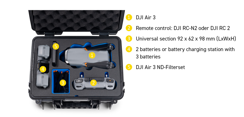 B&W Outdoor Cases BW Outdoor Cases Type 3000 for DJI Air 3 / DJI Air 3S / Orange – för filmskapare - 6