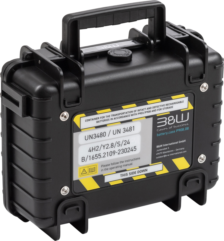 B&W Outdoor Cases BW Outdoor Battery.case P908.08. Transport & Storage of defective lithium batteries, black – för filmskapare