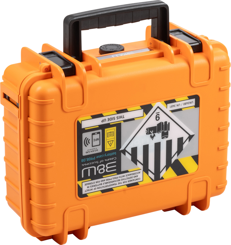B&W Outdoor Cases BW Outdoor Battery.case P908.08. Transport & storage of defective lithium batteries, orange – för filmskapare
