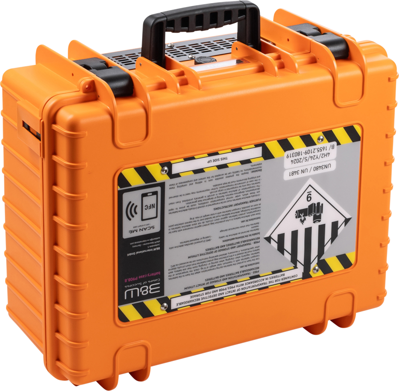 B&W Outdoor Cases BW Outdoor Battery.case 908.8. Transport & Storage of defective lithium batteries, orange
