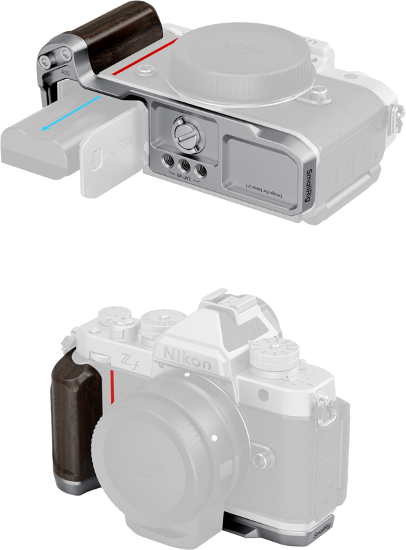 SmallRig 5707 L-Shaped Mount Plate with Wooden Handle for Nikon Z f Silver - 4