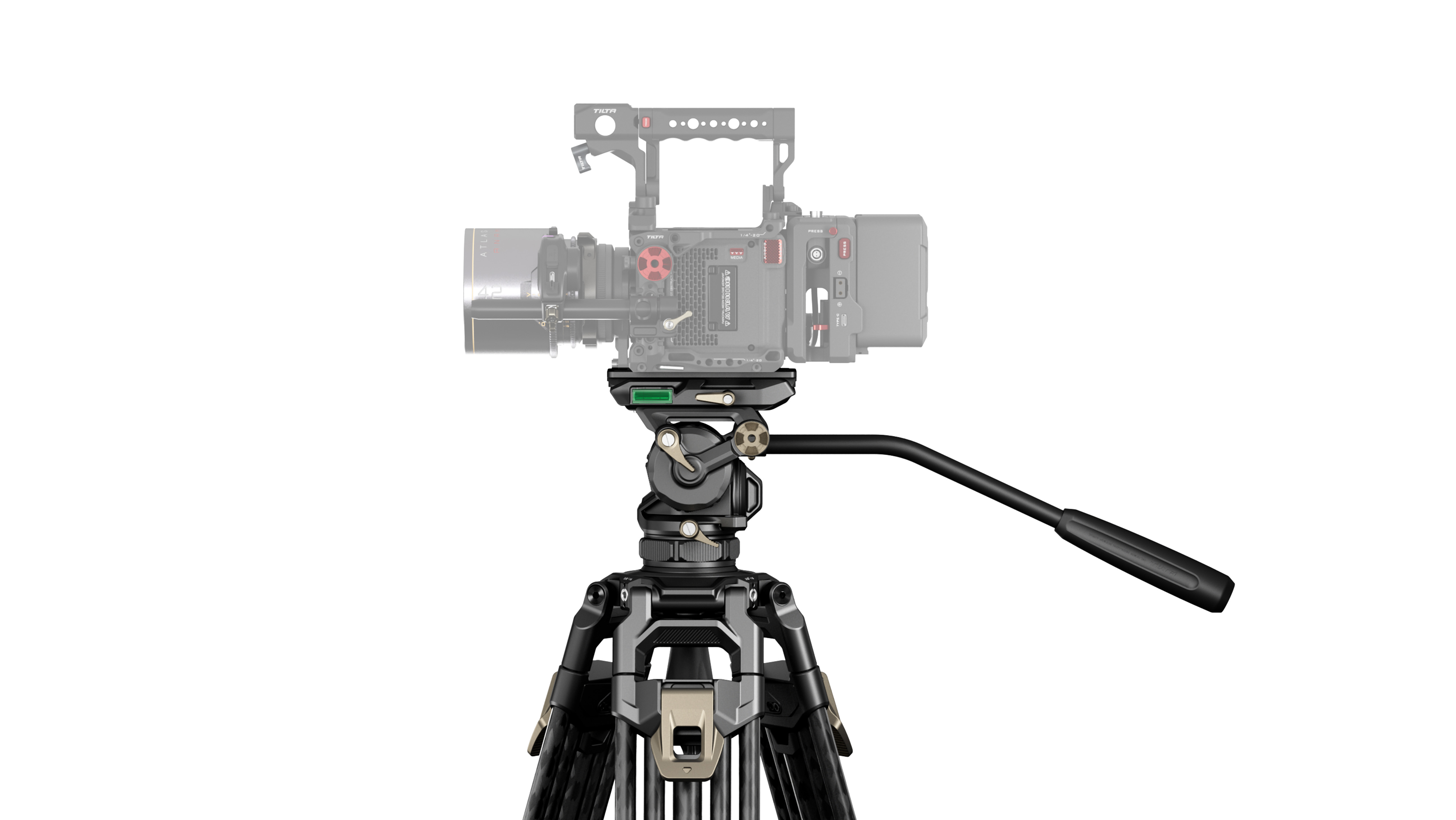 Tilta 75mm Cine Fluid Head with 2-Stage One Touch Carbon Fiber Tripod Legs (8KG) - Space Gray