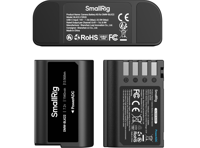 SmallRig 5487 Turbo Charging Kit for DMW-BLK22 Camera Batteries - 6