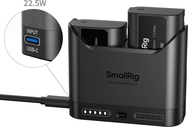 SmallRig 5487 Turbo Charging Kit for DMW-BLK22 Camera Batteries - 3