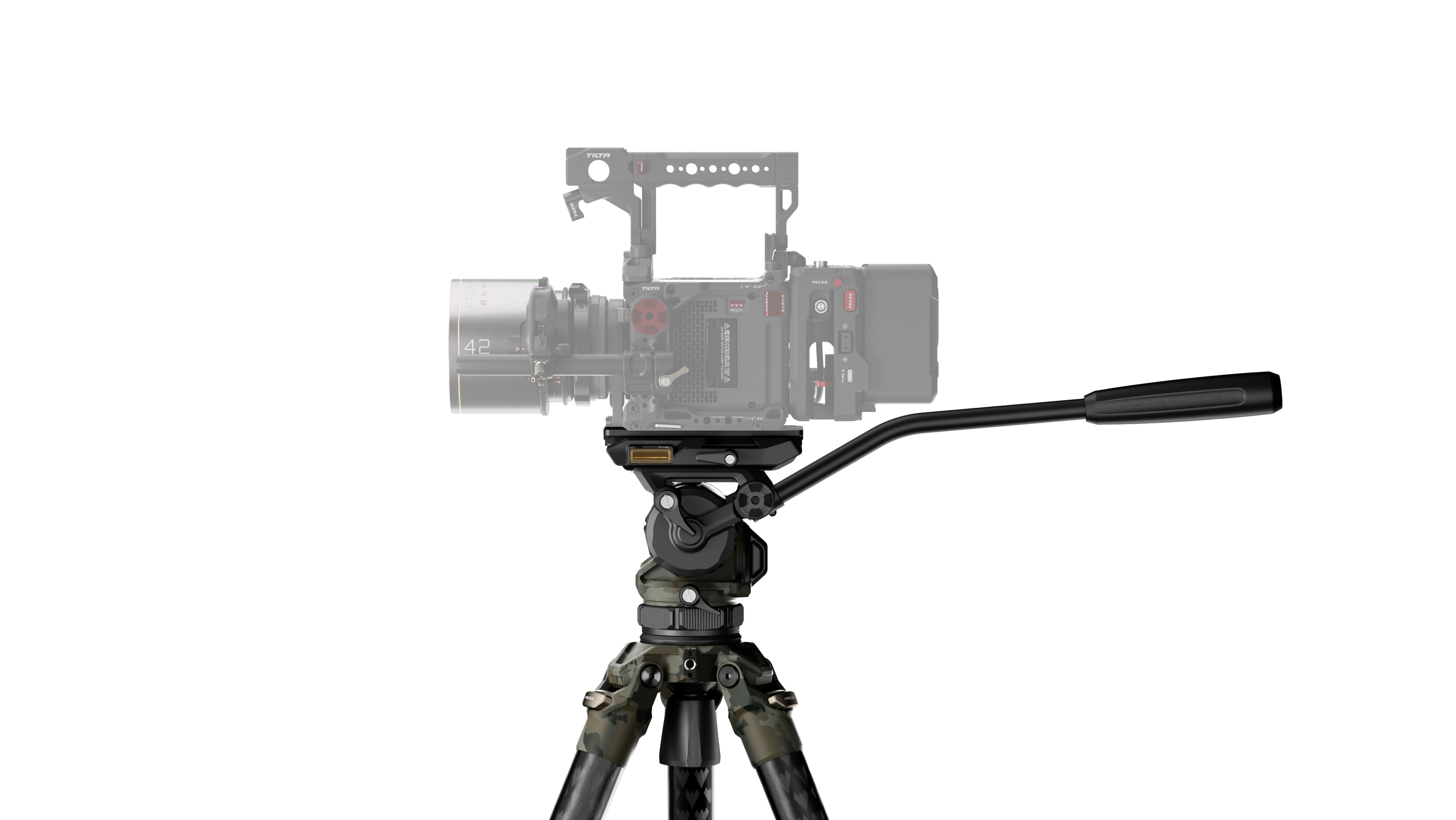 Tilta 75mm Cine Fluid Head with 3-Stage Carbon Fiber Tripod Legs (8KG) - Forest Camo – för filmskapare - 2