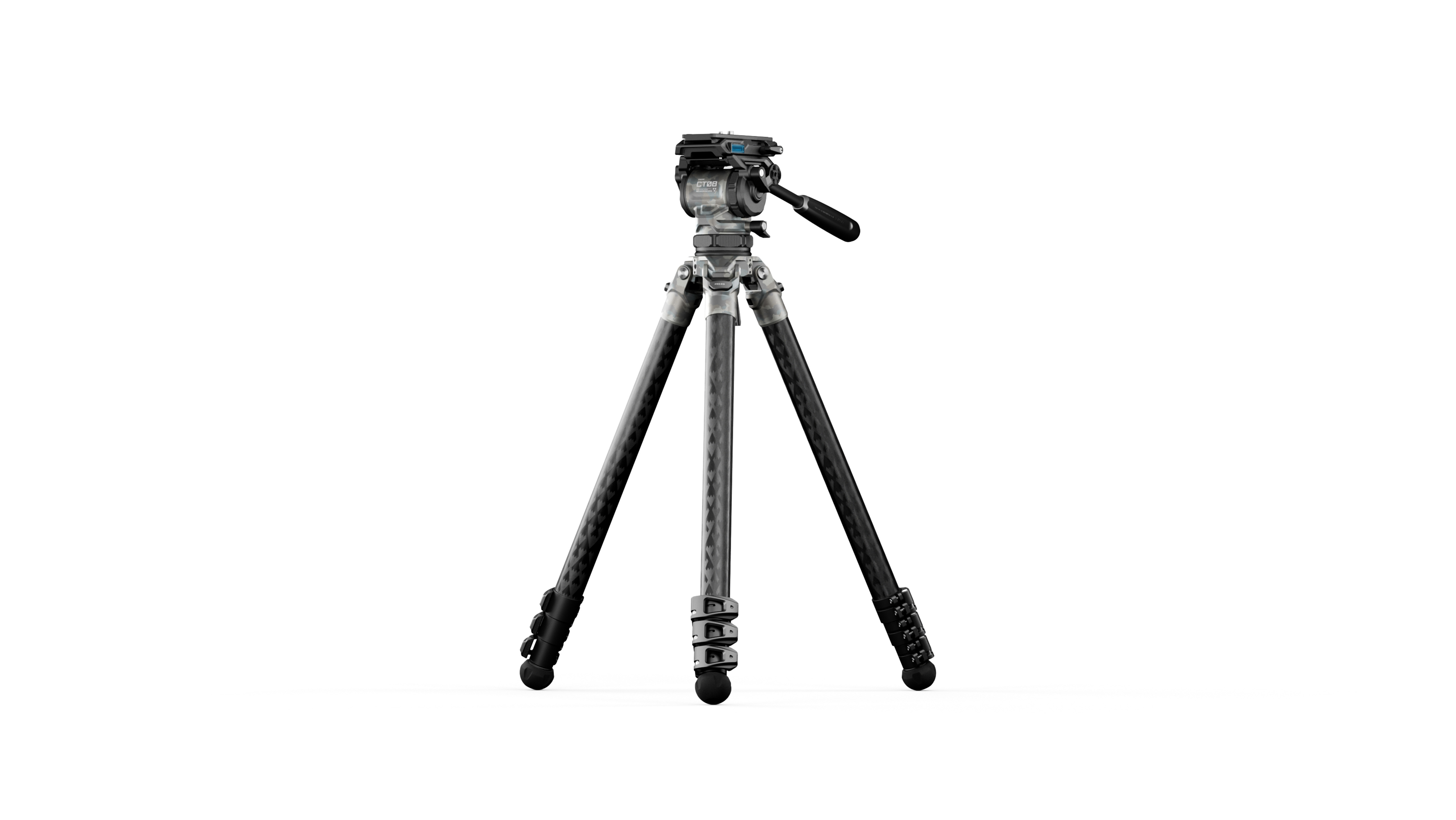 Tilta 75mm Cine Fluid Head with 3-Stage Carbon Fiber Tripod Legs (8KG) - Snow Camo - 4