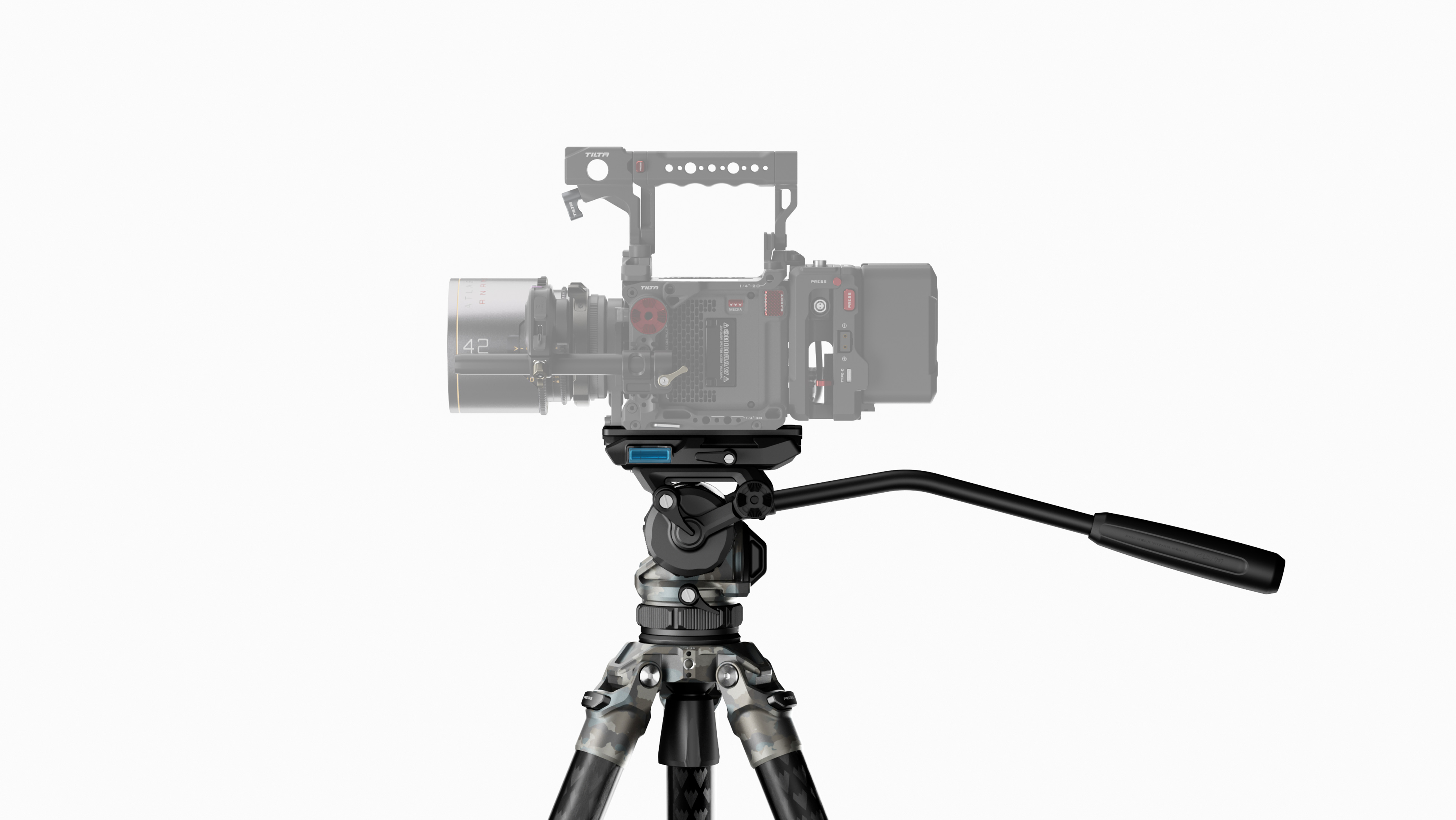 Tilta 75mm Cine Fluid Head with 3-Stage Carbon Fiber Tripod Legs (8KG) - Snow Camo - 3