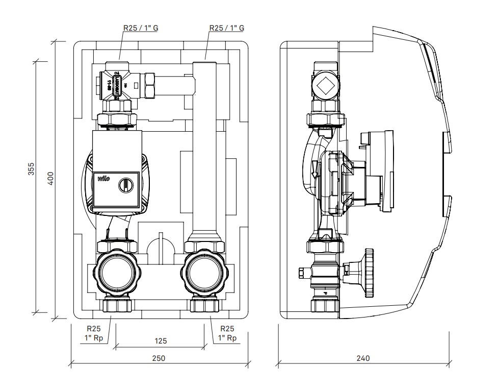 Laddomat 11-30 125, DN25, Parvus1 6m, 57 °C - 3