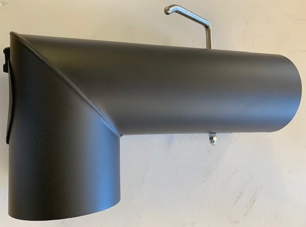 Rökrör med spjäll och sotlucka, svart,  90 grd böj, diameter 150 mm - 2