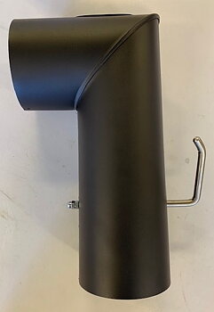 Rökrör med spjäll och sotlucka, svart,  90 grd böj, diameter 150 mm