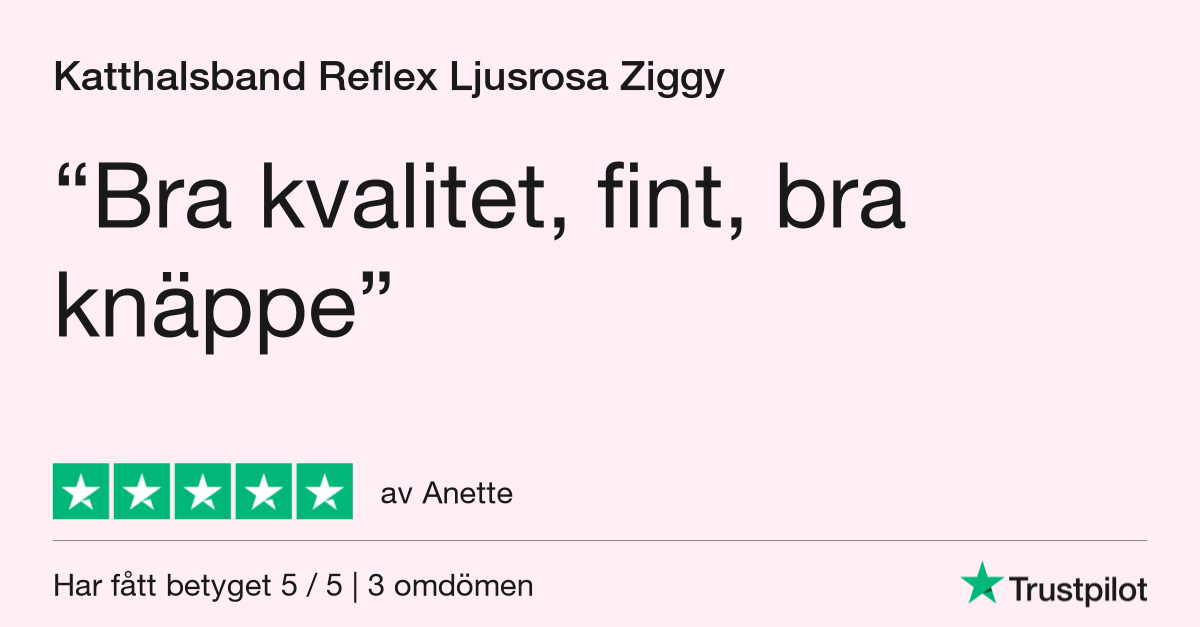 5 stjärnor för katthalsband reflex ljusrosa ziggy