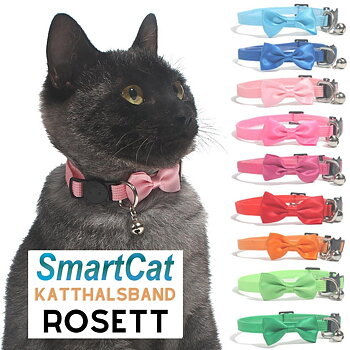 Katthalsband Rosett Stark Rosa Satin