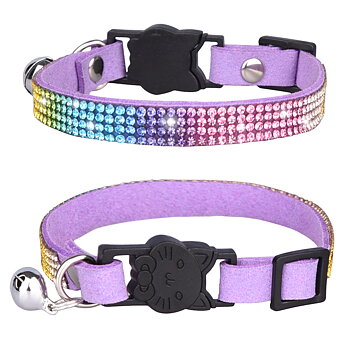 Kattungehalsband med strass Lila Rainbow XS