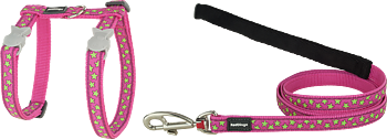 Kattsele Hot pink Limegröna Stjärnor från Red Dingo