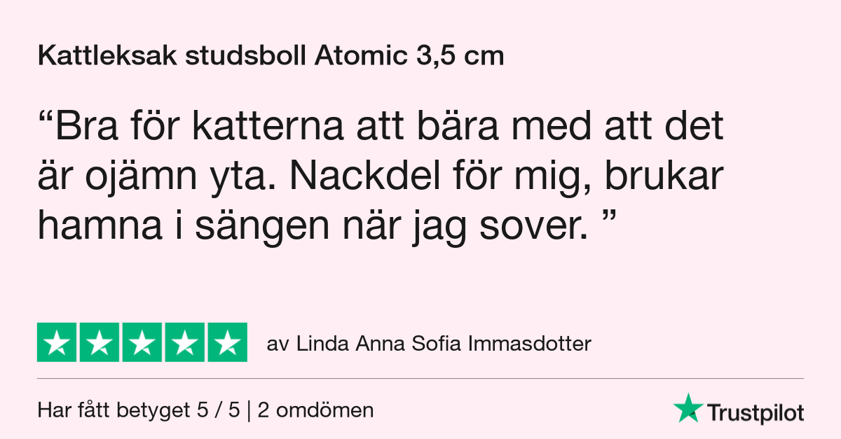 5 stjärnor på Trustpilot för kattleksak studsboll Atomic