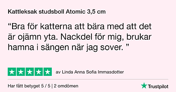 5 stjärnor på Trustpilot för kattleksak studsboll Atomic