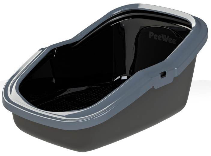 Toalåda PeeWee EcoMinor svart/antracit 56x39x27,5 cm öppen kattlåda med hög kant två delad toa för katter
