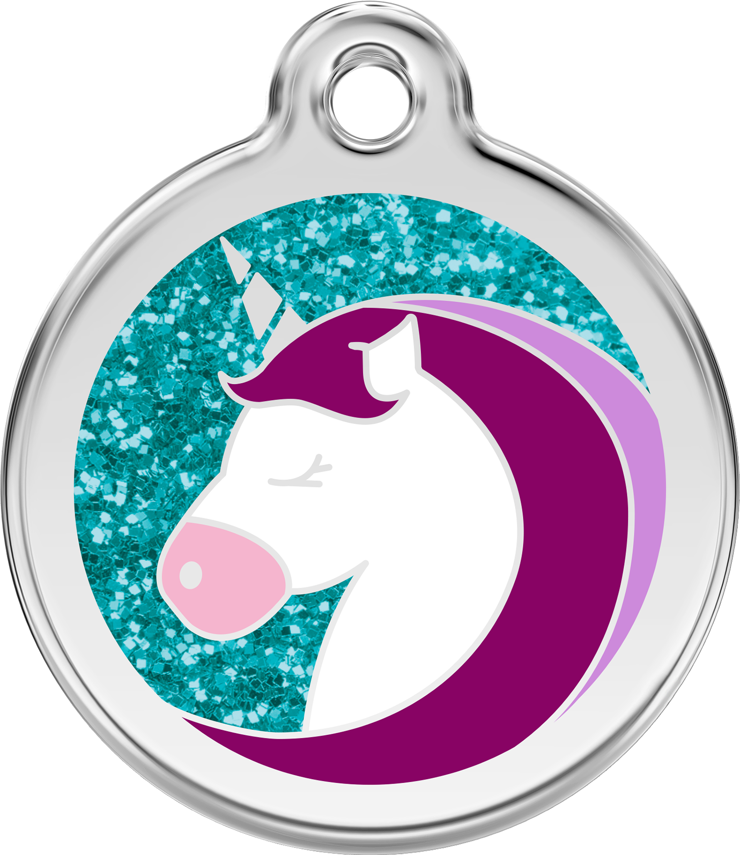 ID-bricka Enhörning Glitter inkl. gravyr från Red Dingo